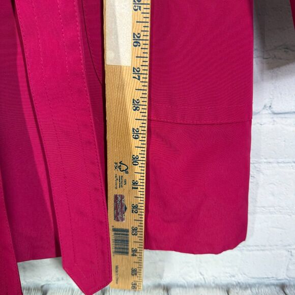 London Fog Trench Coat Womens Large Hot Pink Lined Classic Retro Longline Jacket - Picture 13 of 14